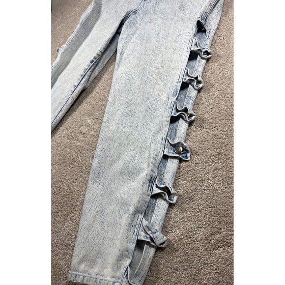 Vintage 90's Stefano World Wide Acid Wash Jeans Size 22 Cut Out Detail Denim - Picture 1 of 10